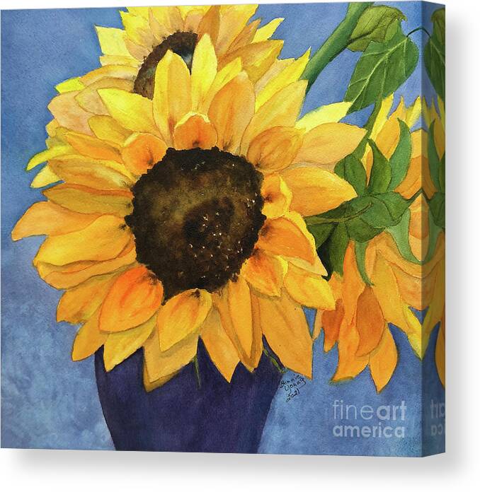 Sunflowers Canvas Print featuring the painting Sunflowers by Bonnie Young