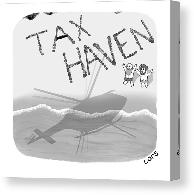 Captionless Canvas Print featuring the drawing Tax Haven by Lars Kenseth