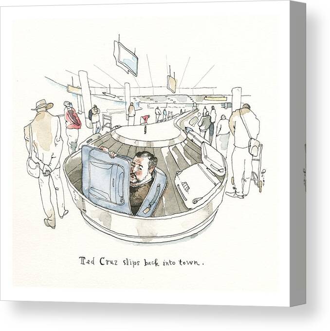 Ted Cruz Packs His Bags Canvas Print featuring the painting Ted Cruz Packs His Bags by Barry Blitt