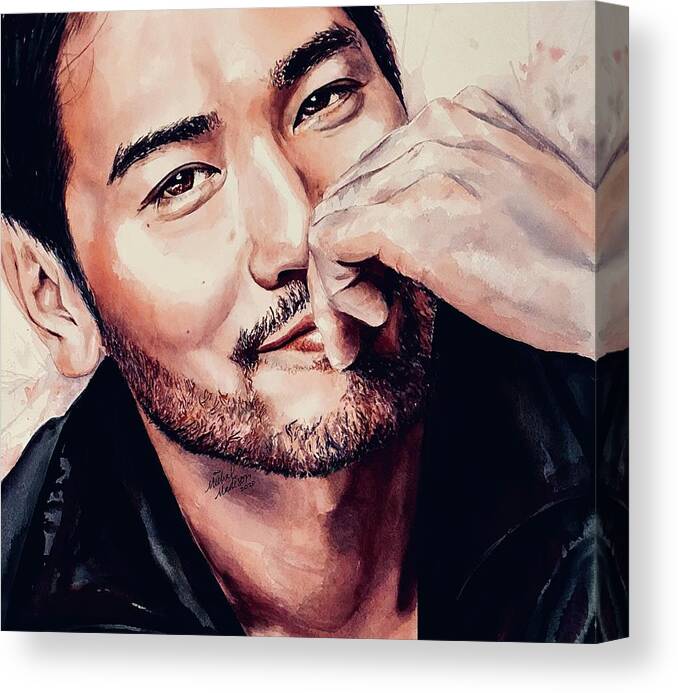 Godfrey Gao Canvas Print featuring the painting Godfrey Gao The One by Michal Madison