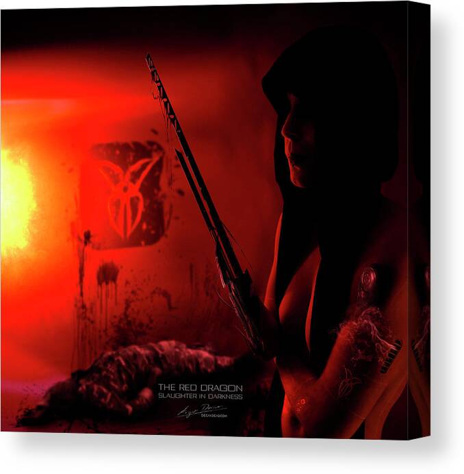 Argus Dorian Canvas Print featuring the digital art THE RED DRAGON Slaughter in Darkness by Argus Dorian