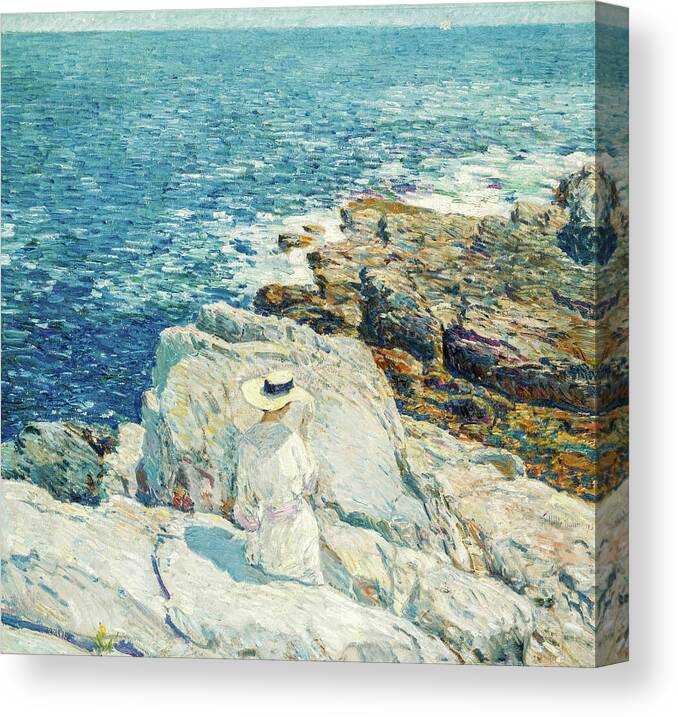 The South Ledges Appledore Canvas Print featuring the painting The South Ledges Appledore by Childe Hassam by Childe Hassam