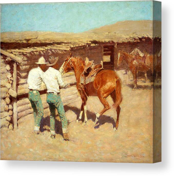 Frederic Remington Canvas Print featuring the painting The War Bridle by Frederic Remington