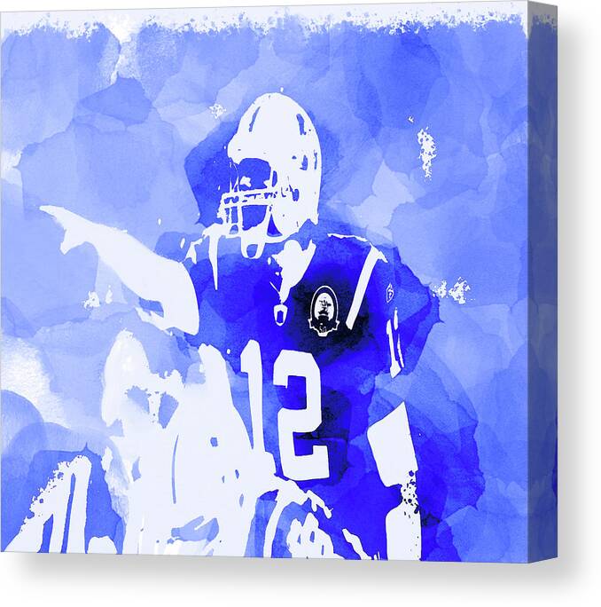 Tom Brady Canvas Print featuring the mixed media Tom Brady Directing Traffic by Brian Reaves