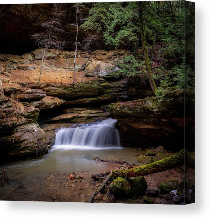 Waterfall Canvas Print featuring the photograph Waterfall, Old Man's Cave by Arthur Oleary