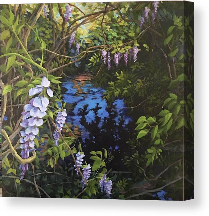 Wisteria Canvas Print featuring the painting Wisteria Creek by Don Morgan