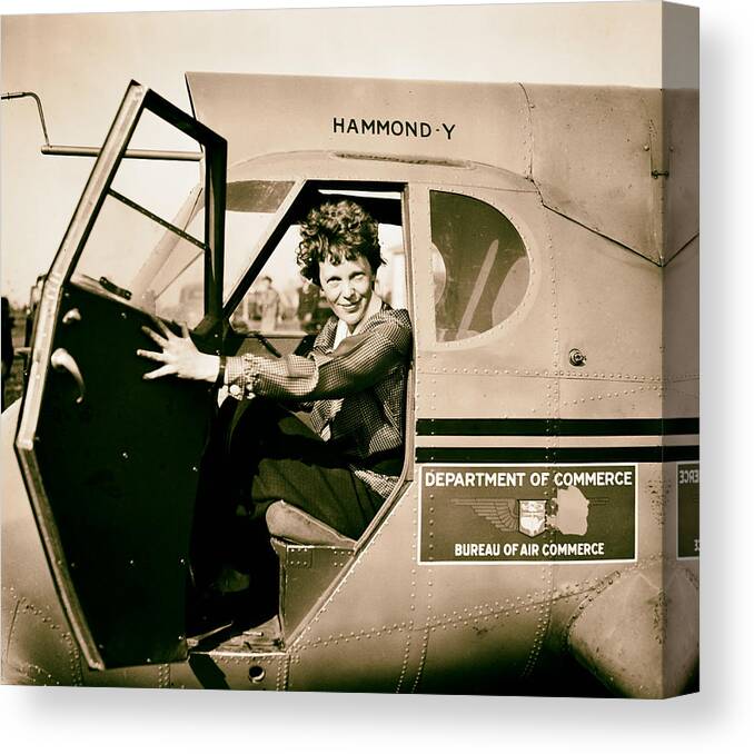 1936 Canvas Print featuring the photograph Amelia Earhart 1936 #1 by Mountain Dreams