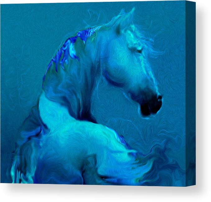 Horse Picture Canvas Print featuring the digital art Blue Horse by Judith Barath