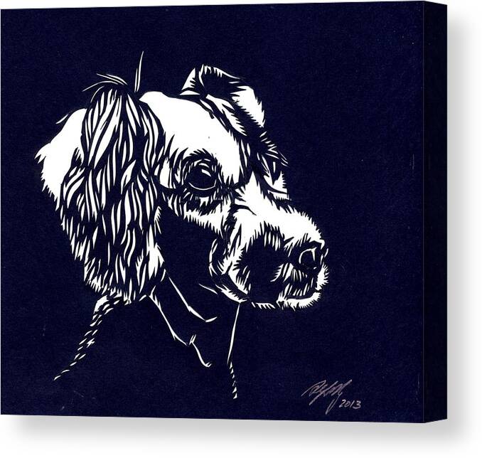 Dog Art Canvas Print featuring the mixed media Dog Paper Cut #2 by Alfred Ng