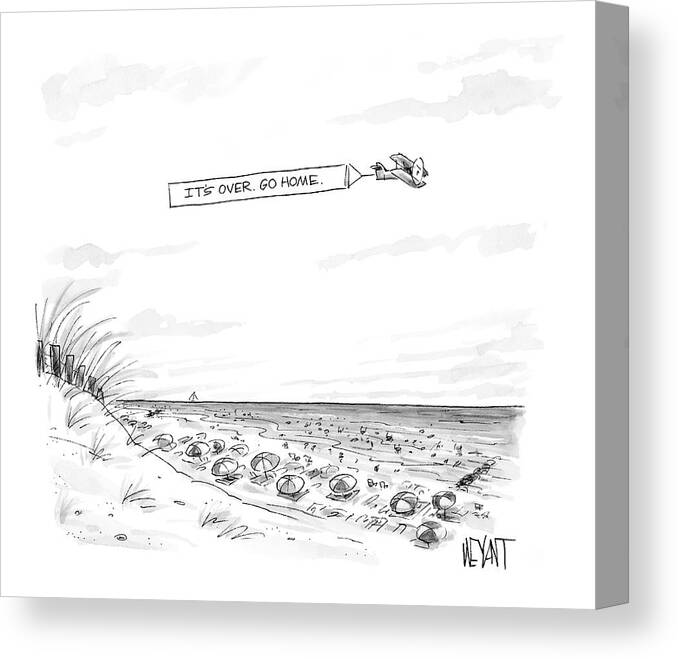 Seasons Summer Seashore

(plane Flying Over Crowded Beach With Message That Reads Canvas Print featuring the drawing New Yorker September 12th, 2005 by Christopher Weyant
