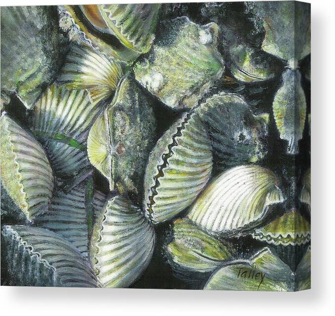 Scallop Canvas Print featuring the painting Bucketful #2 by Pam Talley