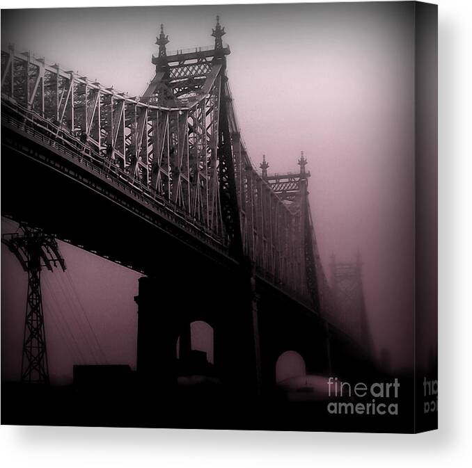 Bridge Canvas Print featuring the photograph 59th Street Bridge in Rose - Bridges of New York City by Miriam Danar