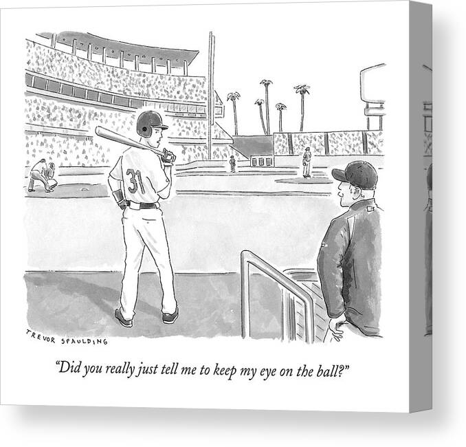 Baseball Canvas Print featuring the drawing A Major League Baseball Player On Deck by Trevor Spaulding