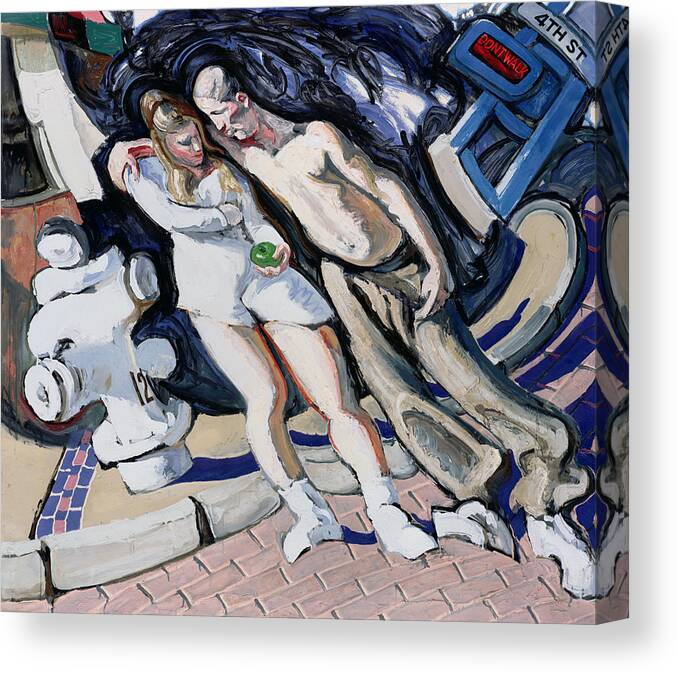 Street Canvas Print featuring the painting Adam And Eve, South Of Market by Alek Rapoport