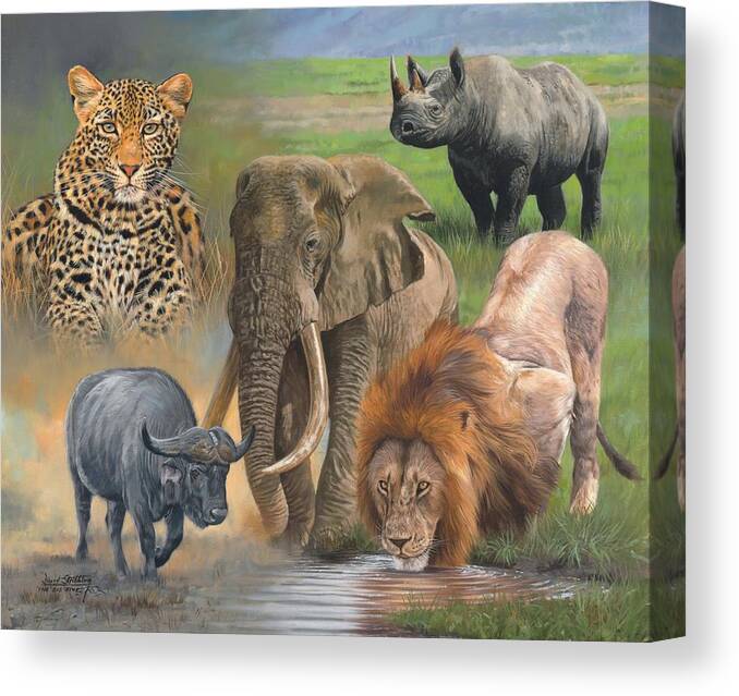Africa Canvas Print featuring the painting Africa's Big Five by David Stribbling