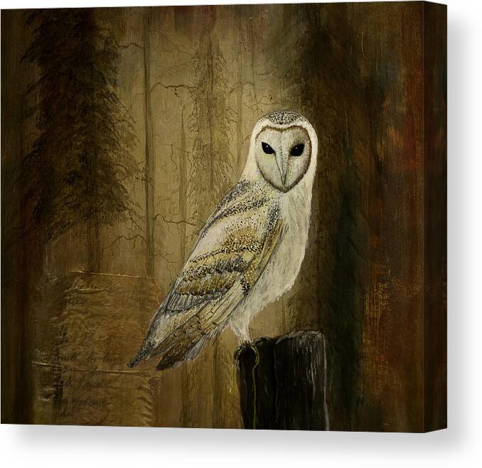 Animals Canvas Print featuring the painting Barn Owl by Gray Artus