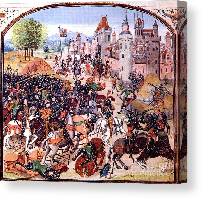 War Canvas Print featuring the photograph Battle Of Nevilles Cross 1346 by Photo Researchers