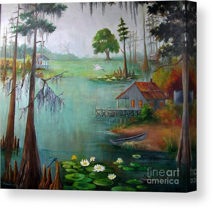 Cypress Canvas Print featuring the painting Bayou Living by Barbara Haviland