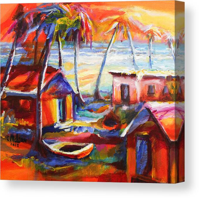 Abstract Canvas Print featuring the painting Beach House II by Cynthia McLean