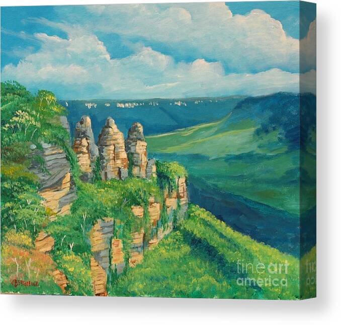 Mountains Canvas Print featuring the painting Blue Mountains Australia by Jean Pierre Bergoeing