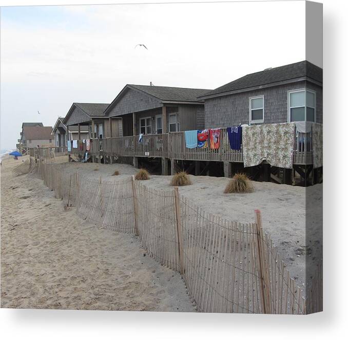 Cabin Canvas Print featuring the photograph Cabins on Buxton Beach by Cathy Lindsey