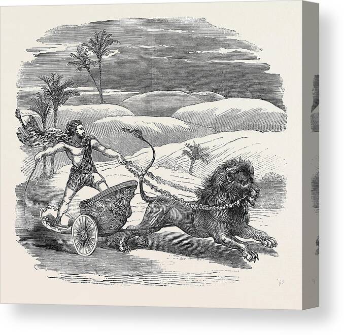 Carter Canvas Print featuring the drawing Carters Lion Chariot Feat by English School
