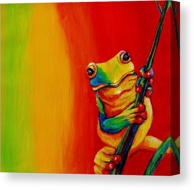 Frog Canvas Print featuring the painting Chroma Frog by Jean Cormier