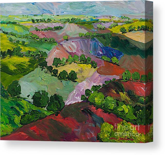 Landscape Canvas Print featuring the painting Deep Ridge Red Hill by Allan P Friedlander