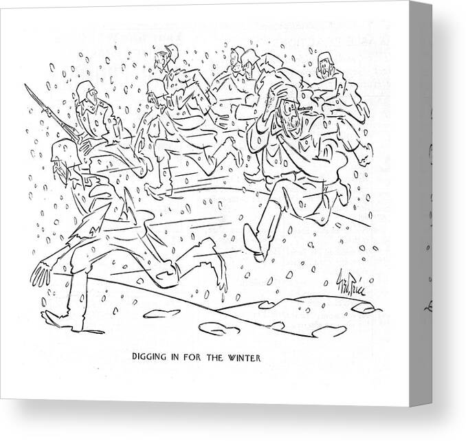 111630 Gpr George Price Canvas Print featuring the drawing Digging In For The Winter by George Price