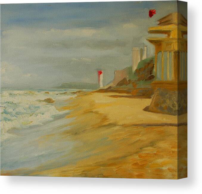 Light House On Near Durban Canvas Print featuring the painting Durban Light House by Thomas Bertram POOLE