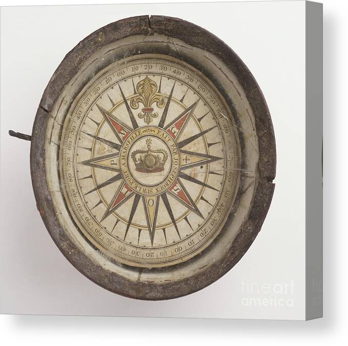 Technology Canvas Print featuring the photograph Early Mariners Compass by Clive Streeter / Dorling Kindersley / Science Museum, London