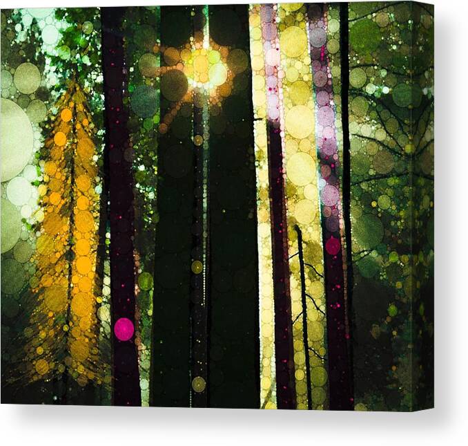Sun Streaming Through The Tree's Of Grandma's Farm... It Was A Gorgeous Day And A Magical View Made To Inspire... Canvas Print featuring the digital art Even Now by Steven Boland