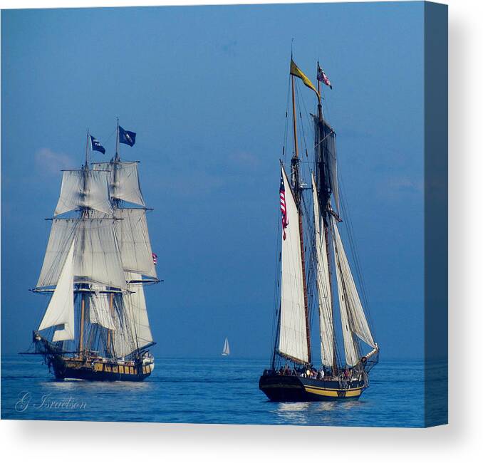 Lake Superior-tall Ships-water-duluth-minnesota-sailing-pride Of Baltimore Ii-us Brig Niagara-great Lakes-july-sails Canvas Print featuring the photograph Face-Off by Gregory Israelson