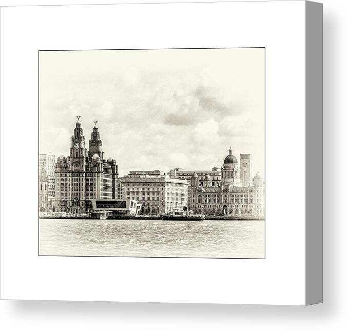 Liverpool Museum Canvas Print featuring the photograph Ferry at Liverpool terminal by Spikey Mouse Photography