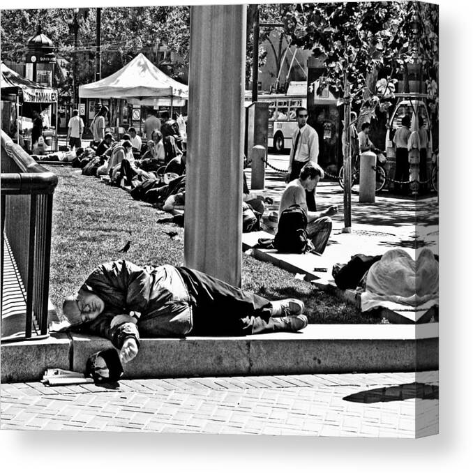 Homeless Canvas Print featuring the photograph Few Care    Do You by Joseph Coulombe