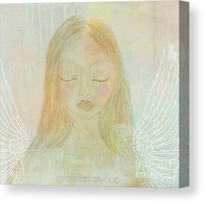 Folk Canvas Print featuring the painting Folk Angel Light and Grace by Sacred Muse