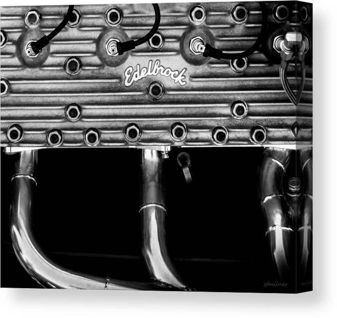 Chrome Canvas Print featuring the photograph Ford Flathead-V8 by Steven Milner