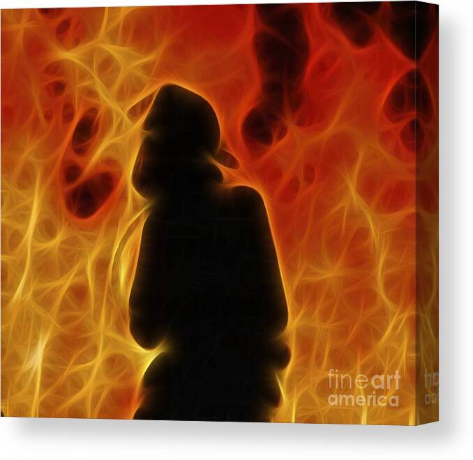 Fractalius Fiery Firefighter Canvas Print featuring the photograph Fractalius Fiery Firefighter by Jim Lepard