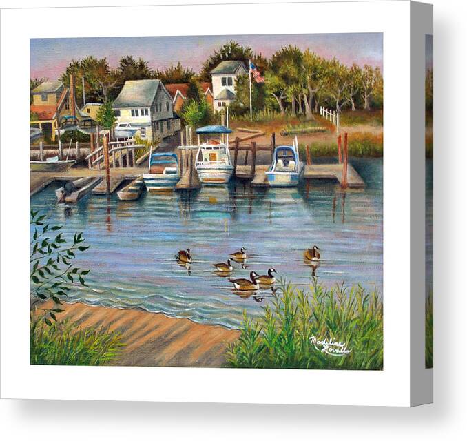 Ducks Canvas Print featuring the painting Hamilton on the Bay by Madeline Lovallo