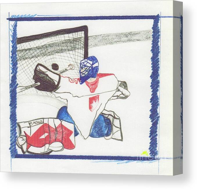 First Star Art Canvas Print featuring the drawing Goalie by jrr by First Star Art
