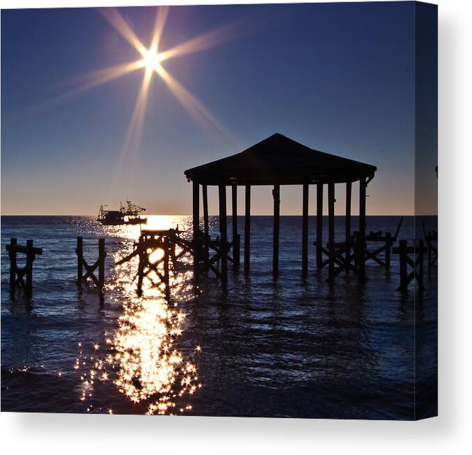 Sun Canvas Print featuring the photograph God's Sun Flower at Sea by Brian Wright