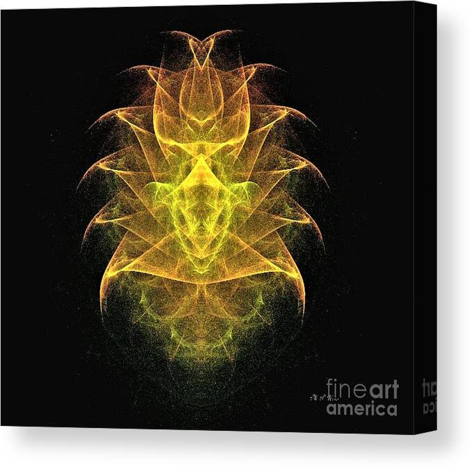 Golden Pineapple - Fractal Canvas Print featuring the digital art Golden Pineapple - Fractal by Maria Urso