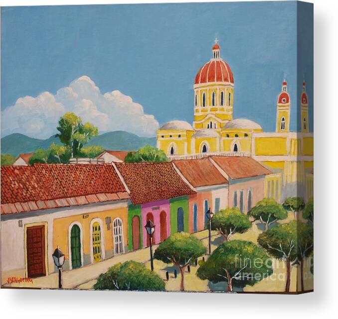 Colonial Canvas Print featuring the painting Granada cathedral by Jean Pierre Bergoeing