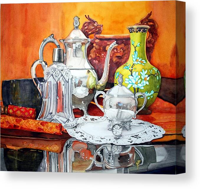 Watercolor Canvas Print featuring the painting Half Past Tea by Gerald Carpenter