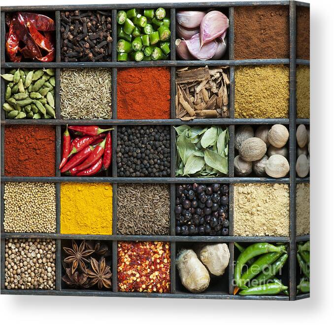 Indian Canvas Print featuring the photograph Indian Spice Grid by Tim Gainey