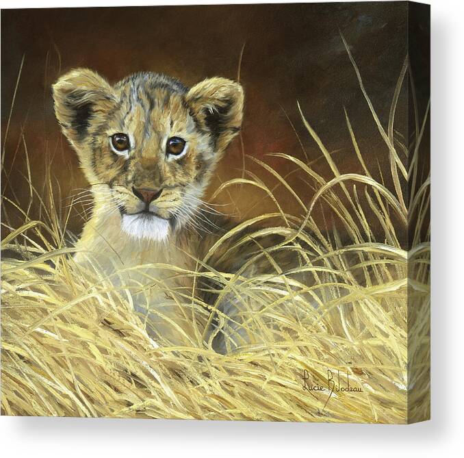 Lion Canvas Print featuring the painting King To Be by Lucie Bilodeau