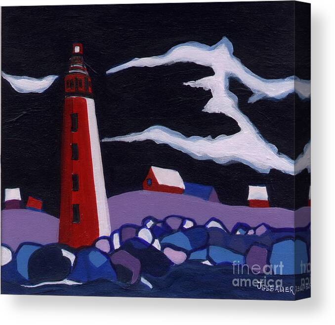 Lighthouse Canvas Print featuring the painting Lighthouse miniature by Joyce Gebauer