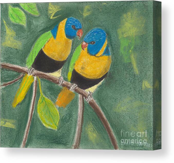 Parrots Canvas Print featuring the pastel Love Birds by David Jackson
