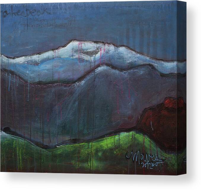 Colorado Canvas Print featuring the painting Love for Pikes Peak by Laurie Maves ART