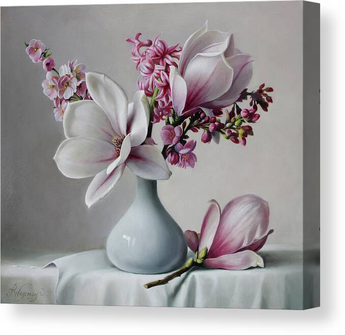 Magnolia Canvas Print featuring the painting Magnolia by Pieter Wagemans